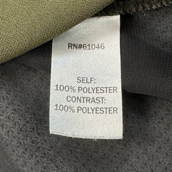 Vanity Womens Green Black Colorblock Semi Sheer Blouse Roll-tab Sleeve Sz Small - Picture 10 of 16